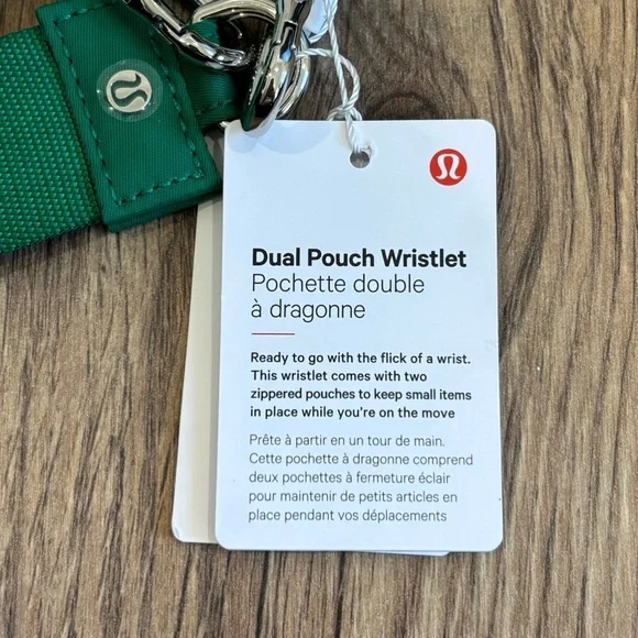 NWT Lululemon Dual Pouch Wristlet In Raceway Green/Citra Lime - Picture 7 of 7